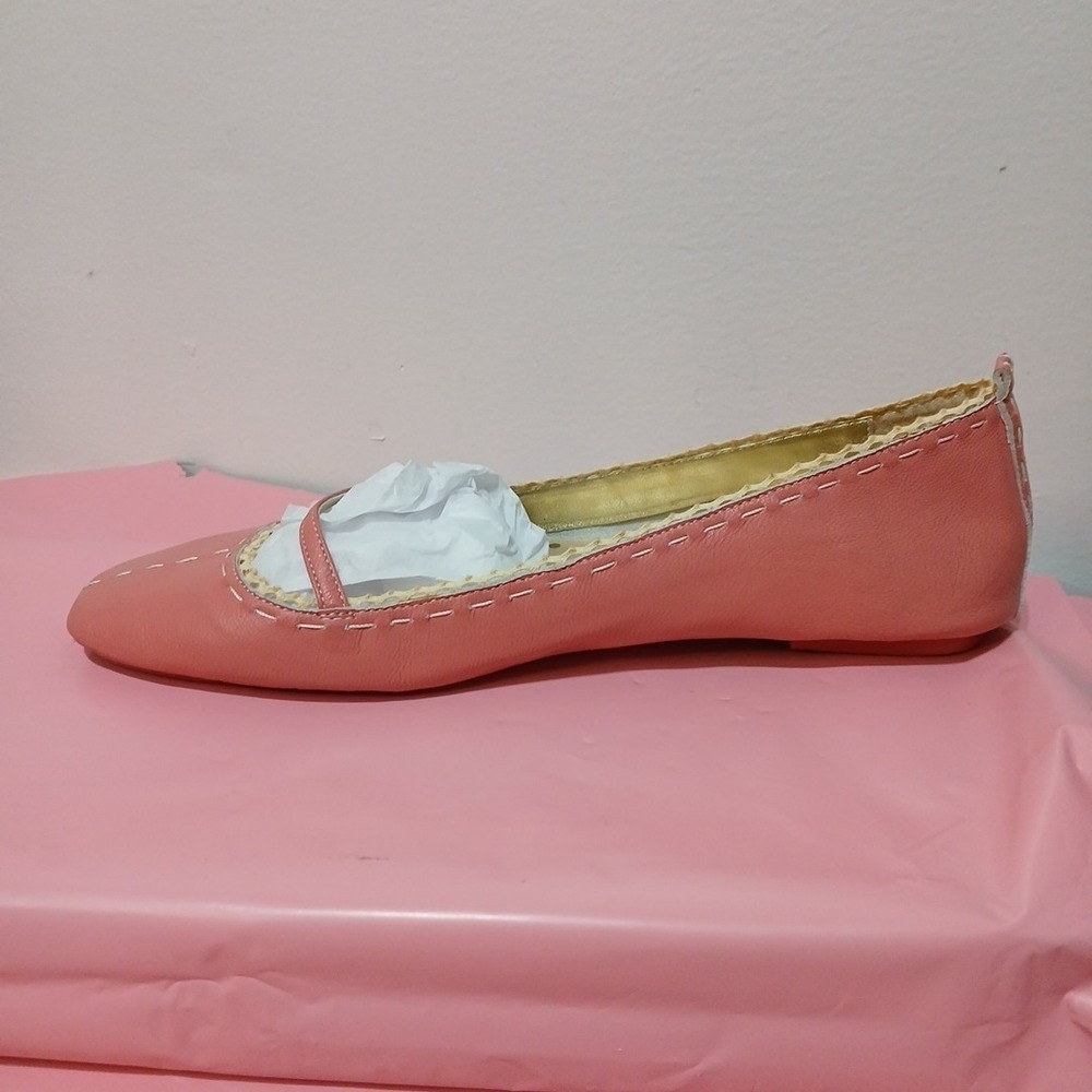 Poetic License London Women's Size 11 Pink Leather Ivory Lace Mary Jane Flats - Picture 6 of 9